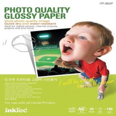 Papel Glossy foto, 190gr, A4, 20 hojas, InkTec