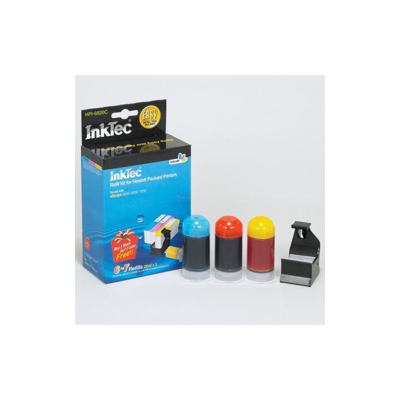 HPI6920C Recarga de tinta InkTec para cartuchos HP 920 y 920XL. COLOR.
