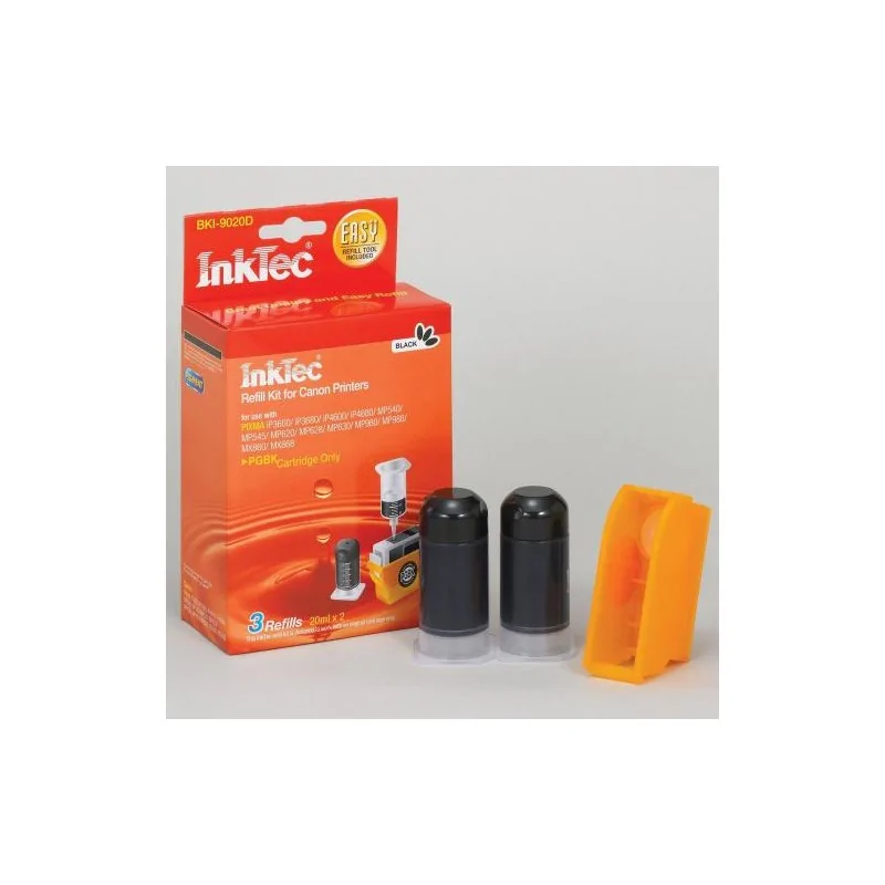 Recarga para Canon PGI-220, 520, 820BK, BCI-320BK. PRETO PIGMENTADO. 20ml x 2, InkTec