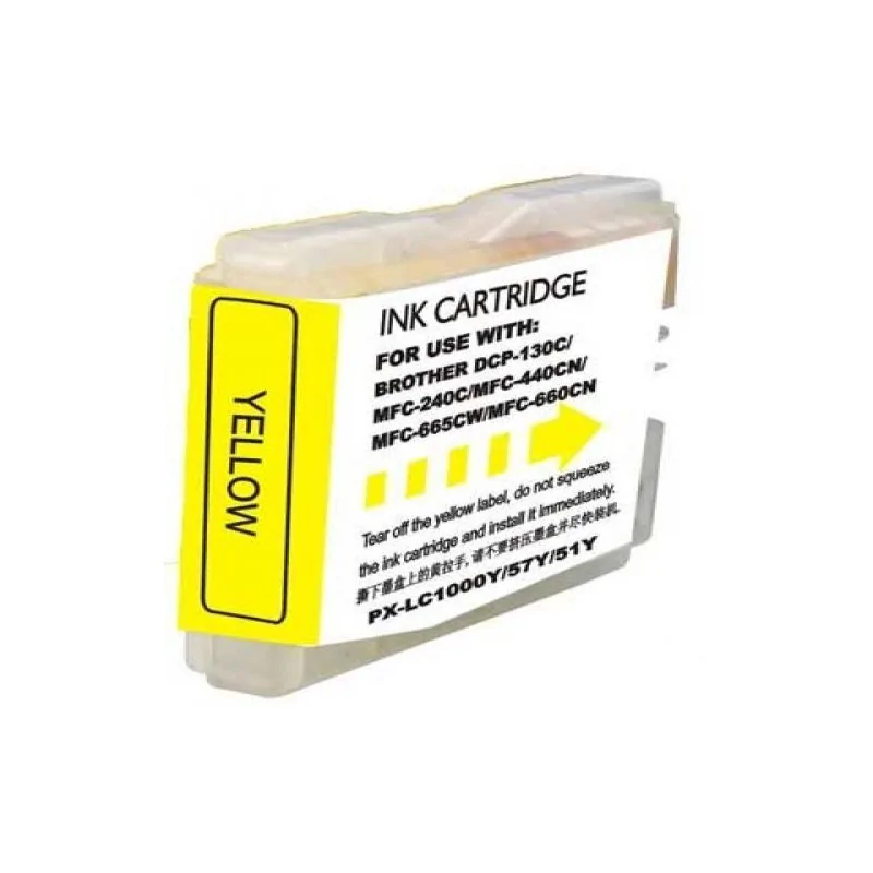 Cartucho compatível com Brother LC-1000Y e LC-970Y, alta capacidade, AMARELO