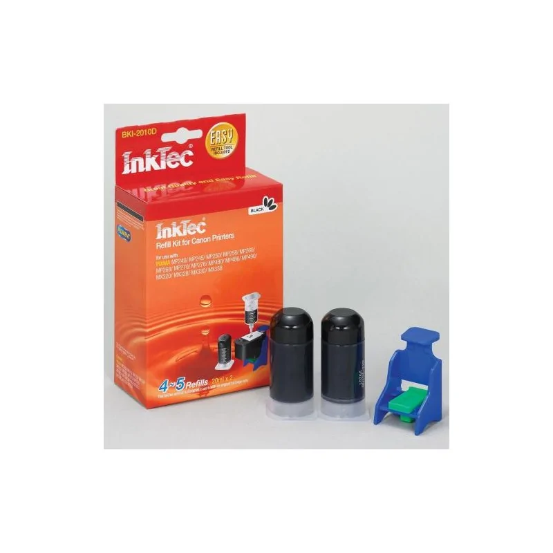 Kit de recharge InkTec pour cartouches Canon PG-210, 210xl, PG-510, 512, PG-815, 815XL et PG-810, 810xl. NOIR PIGMENTÉ. 20 ml x