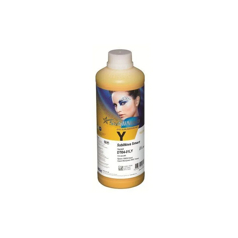 Tinta de sublimación Amarilla para Epson DX4, DX5, EcoTank. Sublinova Smart (botella de 1 litro)
