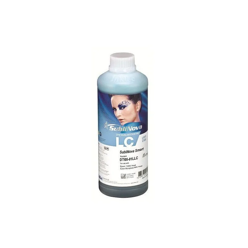 Tinta de sublimación Cian Claro para Epson DX4, DX5, EcoTank. Sublinova Smart (botella de 1 litro)