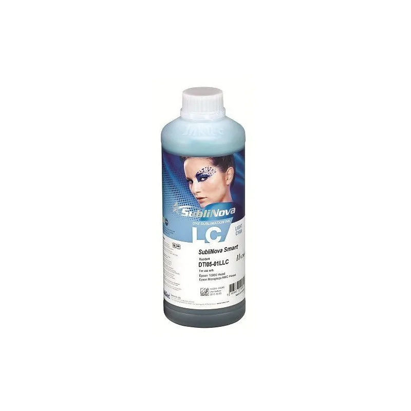 Tinta de sublimação Ciano Claro para Epson DX4, DX5, EcoTank. Sublinova Smart ( garrafa de 1 litro)