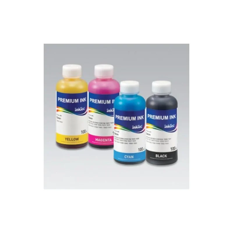 PACK 4 Botes de tinta de 100ml de tinta para cartuchos Epson y CISS (tinta de base al agua). 4 colores de tinta InkTec E0005