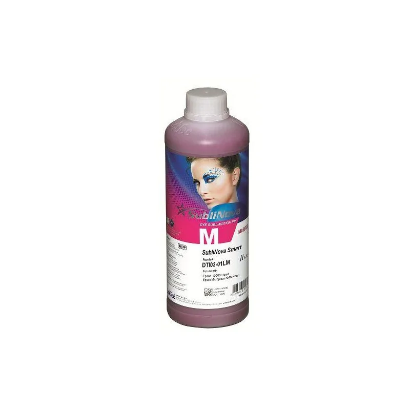 Tinta de sublimación Magenta para Epson DX4, DX5, EcoTank. Sublinova Smart (botella de 1 litro)