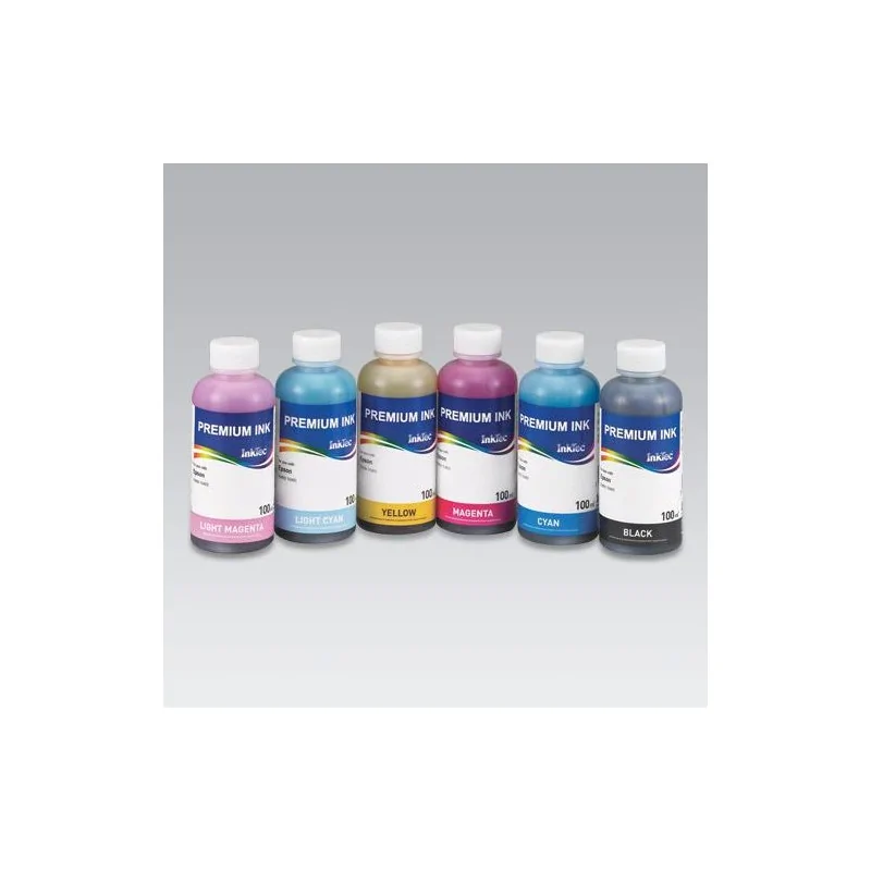 PACK, Tinta InkTec E0010, 6 Botes de 100ml, 6 colores, tinta colorante (dye) para cartuchos Epson y CISS