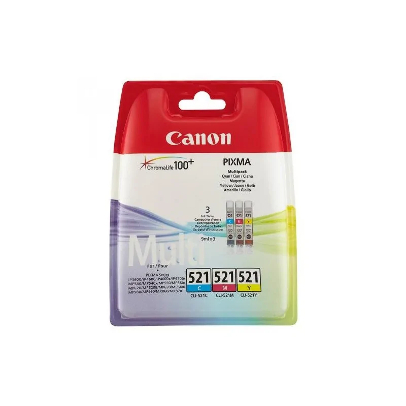 CANON Pack de cartouches d'origine CLI 521, cyan+magenta+jaune