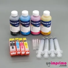 Cartuchos recargables para Canon PGI-525BK, CLI-526 C, M, Y+ 100ml de tinta por color