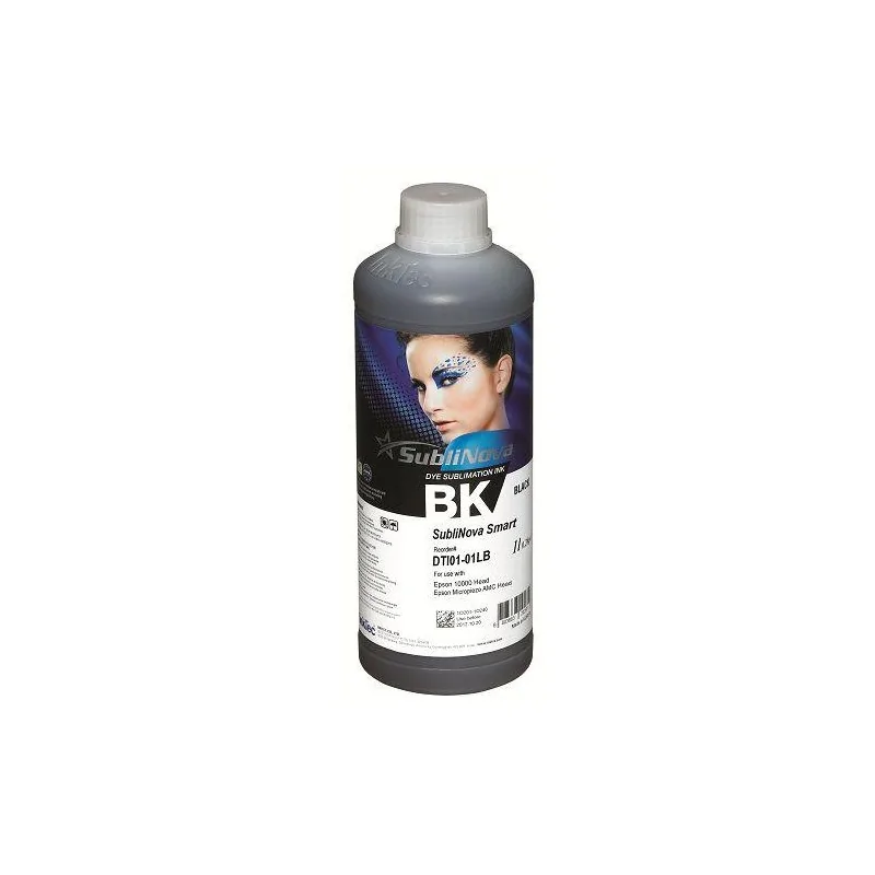 Encre de sublimation Noir Clair pour Epson DX4, DX5, EcoTank. Sublinova Smart (bouteille de 1 litre)