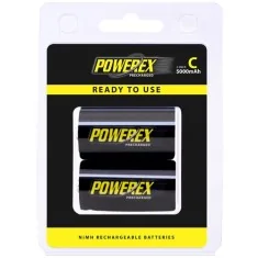 2 piles rechargeables C POWEREX PRECHARGED 5000mAh, NiMH