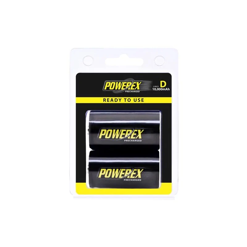 2 batteries rechargeables D POWEREX PRECHARGED 10000mAh, NiMH