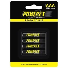4 pilhas AAA recarregáveis POWEREX PRECHARGED de 1000mAh
