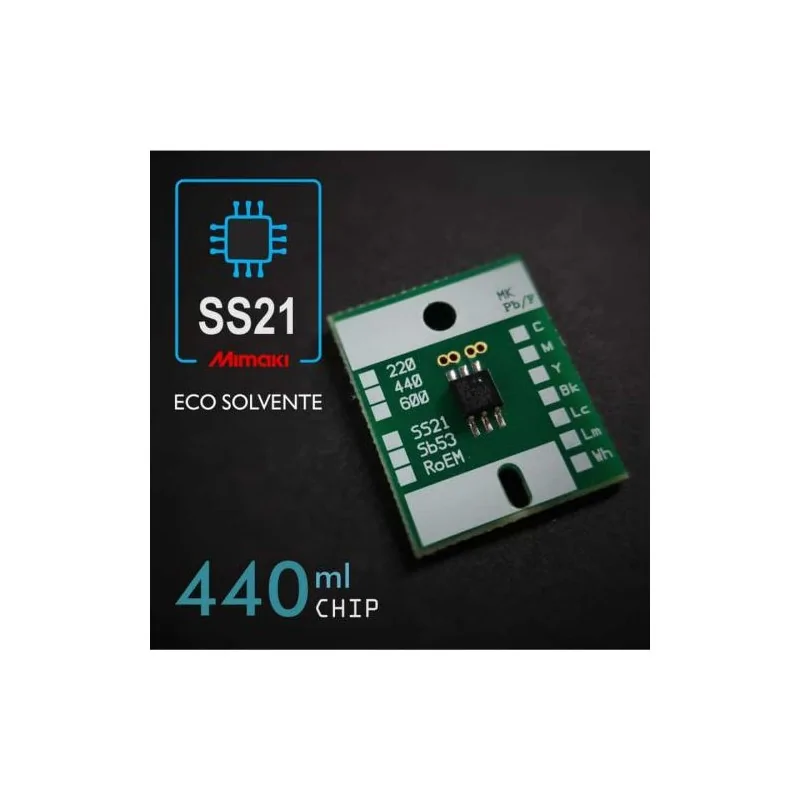 Chip SS21 para tinteiros plotter Mimaki de 440ml, Preto