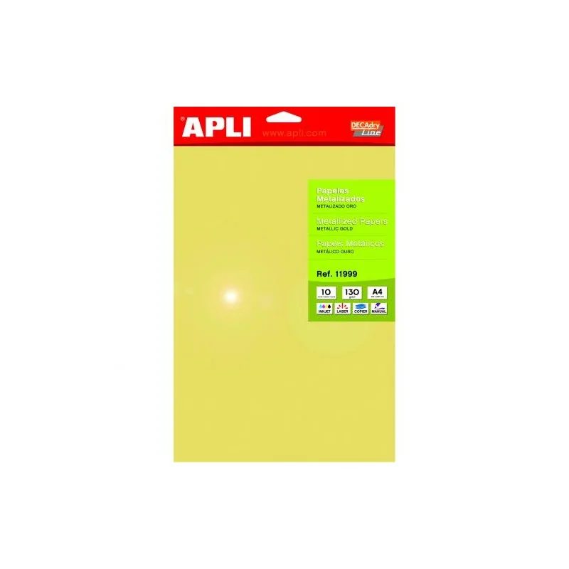 Papel Metálico APLI OURO A4 130gr. 10 folhas