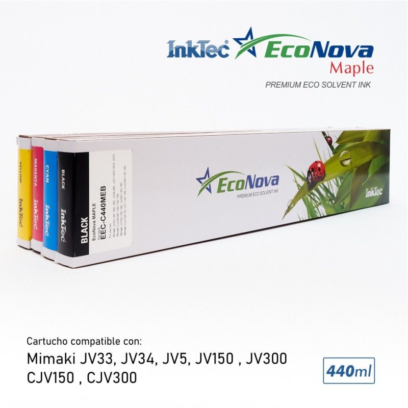 PACK 4 Cartuchos eco-solventes SS21 compatible para plóters Mimaki, EcoNova MAPLE by InkTec