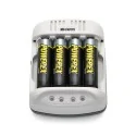 Cargador Powerex MH-C401FS para 4 pilas AA, AAA NiMH, adaptador para coche, color BLANCO