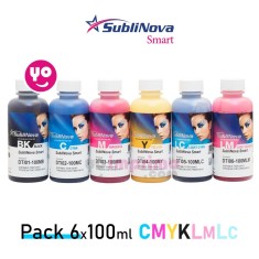PACK 6 botellas de 100ml de tinta de SUBLIMACION SubliNova Smart, by InkTec