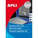 APLI Etiquetas Poliester Plata A4 20hojas de A4 para impresión láser