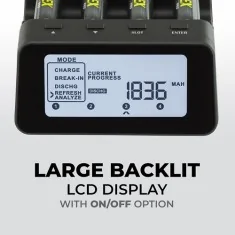 Chargeur Powerex MH-C9000PRO, Chargeur-analyseur pour 4 piles AA, AAA NiMH, NiCD