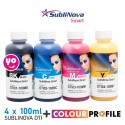 PACK 4 botellas de 100ml de tinta de SUBLIMACION SubliNova Smart, by InkTec. Tinta DTI con Perfil de Color