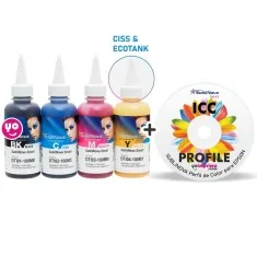 Tinta sublimación para CISS Epson. Pack SubliNova Smart + perfil de color ICC