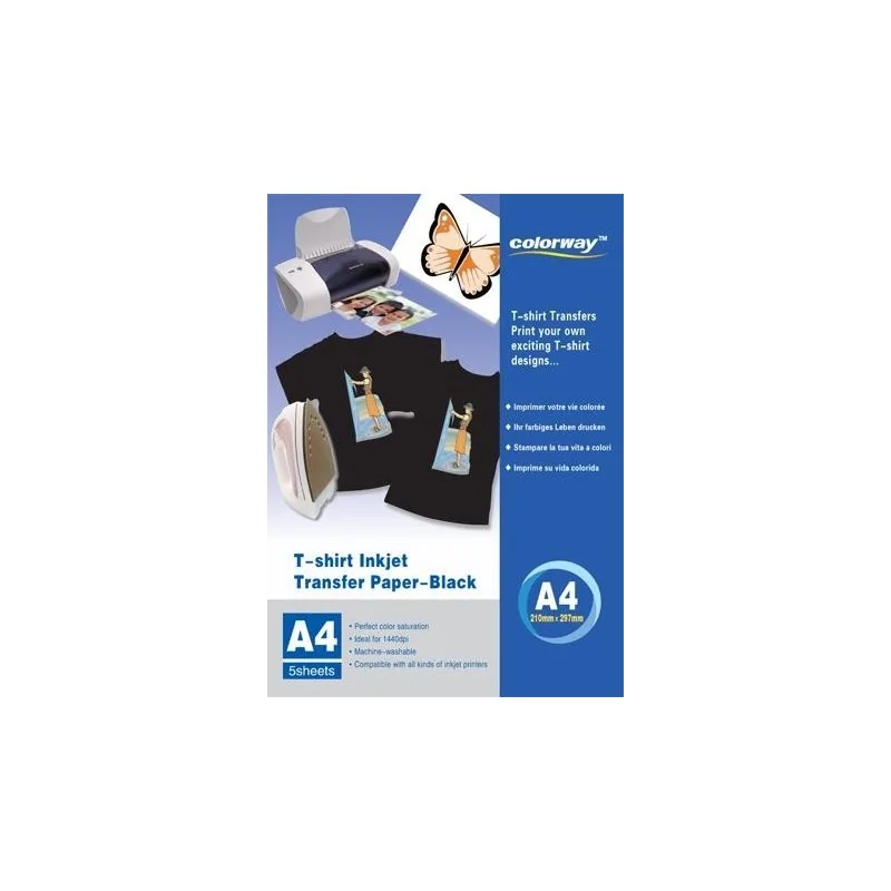 Papier transfert pour t-shirt foncé, 120g, m2 A4 5 feuilles