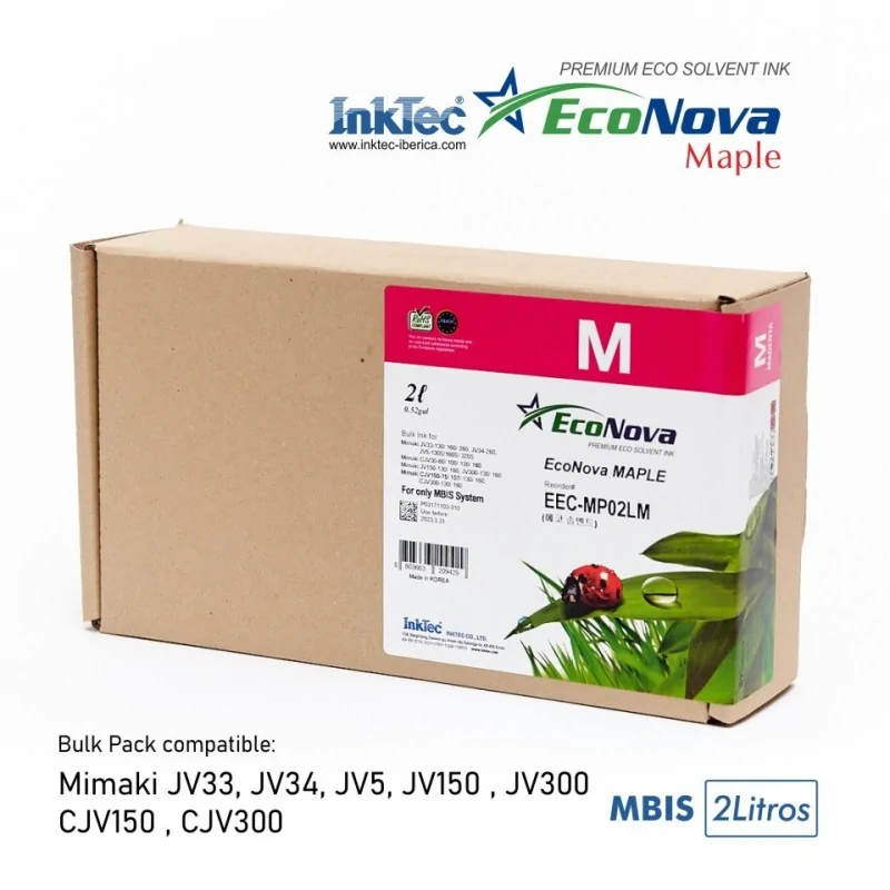 Bolsa 2L tinta Mimaki SS21 y Mimaki BS4 compatible, EcoNova MAPLE by InkTec, MAGENTA