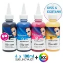 Tinta sublimación para CISS Epson. Pack SubliNova Smart + perfil de color ICC