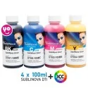Pack de tinta de sublimação SubliNova Smart (InkTec) 4 x 100 ml + perfil ICC