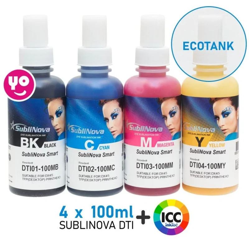 Tinta sublimación para EcoTank de 4 colores. Sublinova Smart + Perfil de Color ICC