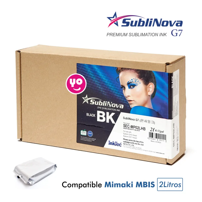 Encre de sublimation noire pour Mimaki. Sublinova G7 (sac de 2 litres MBIS)