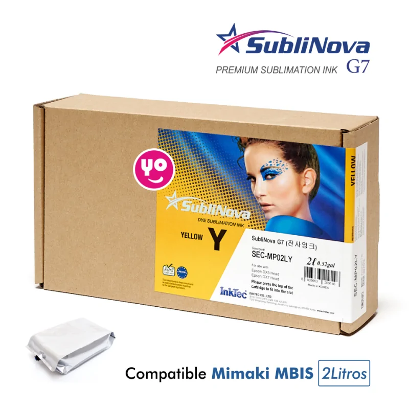 Tinta de sublimación Amarilla para Mimaki. Sublinova G7 (bolsa 2 litros MBIS)