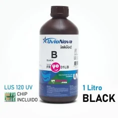 Tinta UV preta 1L, compatível com Mimaki LUS-120 (chip incluído). InkTec UvioNova, FR120