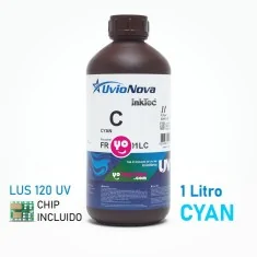 Tinta UV Ciano 1L, compatível com Mimaki LUS-120 (chip incluído). InkTec UvioNova, FR120