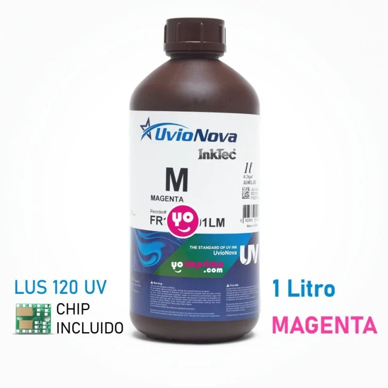 1L Tinta UV Magenta, Mimaki LUS120 compatible (chip incluido). InkTec UvioNova, FR120