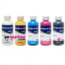 Tinta DTF InkTec, Pack 5 botellas de 100ml, colores CMYK + Blanco