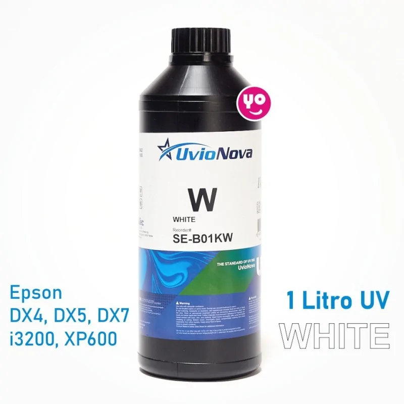 1 Litro de tinta UV Blanca InkTec para cabezales Epson DX4, DX5, DX7, i3200 y XP600, UV-LED