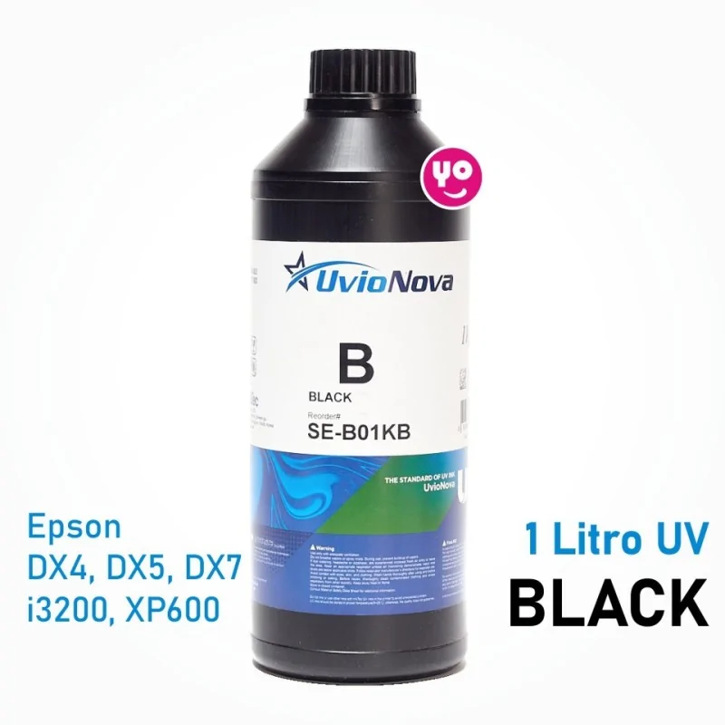 1 litro de tinta preta InkTec UV para DTF-UV, Epson DX4, DX5, DX7, i3200 e XP600, UV-LED