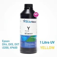 1 litro de tinta UV amarela InkTec para cabeçotes DTF-UV, Epson DX4, DX5, DX7, i3200 e XP600, UV-LED