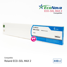 Cartucho Roland EcoSol MAX2 compatible, EcoNova AURORA by InkTec, CIAN, 440ml, con chip