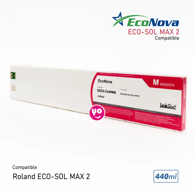 Tinteiro compatível com Roland EcoSol MAX2, EcoNova AURORA by InkTec, MAGENTA, 440ml, com chip