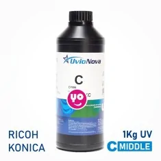 Tinta UV Cian InkTec SR para cabezales Ricoh y Konica, Semi-rígida. 1 Kilo