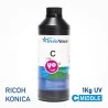 Tinta Ciano UV para cabeçotes Ricoh e Konica, Semi-rígida, InkTec
