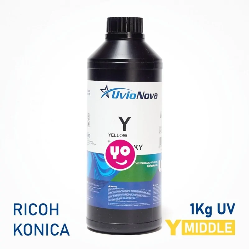 Tinta UV Amarilla para cabezales Ricoh y Konica, Semi-rígida | InkTec SR , 1 Kilo