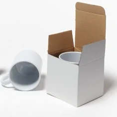 Boîte pour mugs à sublimation, carton blanc et marron, taille standard 11oz