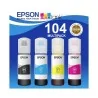 4 Botellas de tinta Epson 104 original de 65ml, multipack para EcoTank