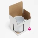 Boîte mug sublimation avec fenêtre, carton blanc et marron, taille standard 11oz