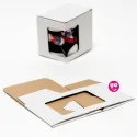 Caixa de caneca para sublimação com janela, papelão branco e marrom, tamanho padrão 11 onças