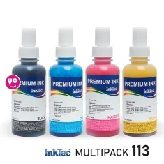 PACK Epson 113 compatible. 4 bouteilles d'encre pigmentée InkTec Premium, CMYK